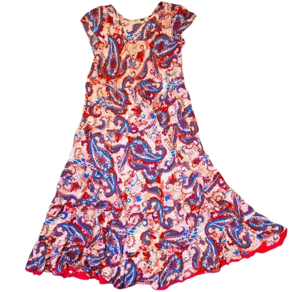 Soft Surroundings Kara Dress Shirred Tier Long Maxi Paisley Print 2FN98 Small - Picture 2 of 7